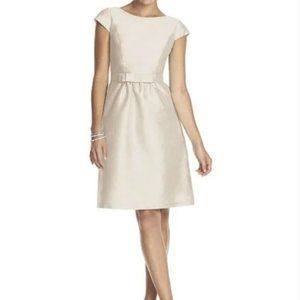 Alfred Sung Peau de Soie Snow White Cocktail Length Dress Size 6 NEW